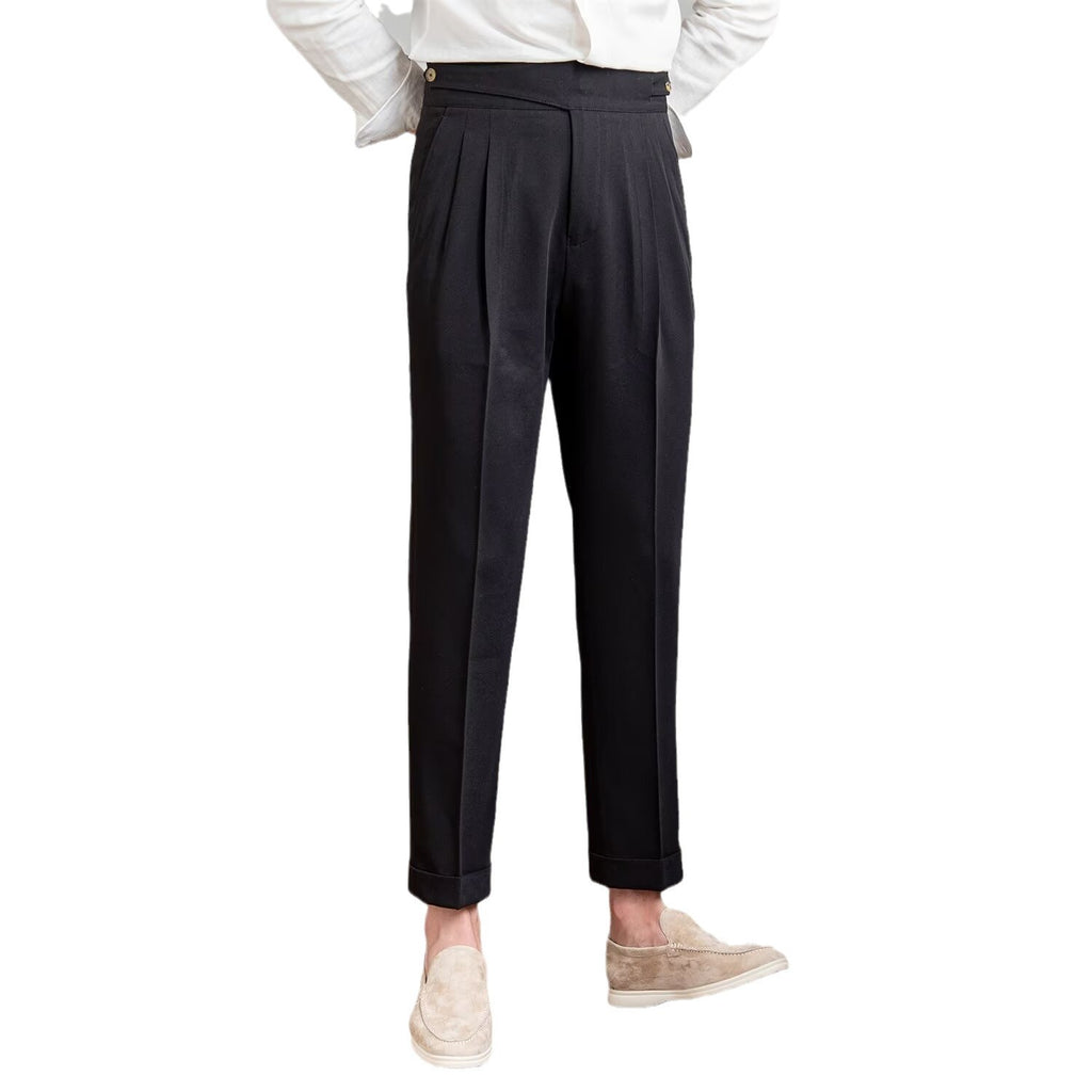 Men’s Straight Leg Casual Trousers High Waist Fit