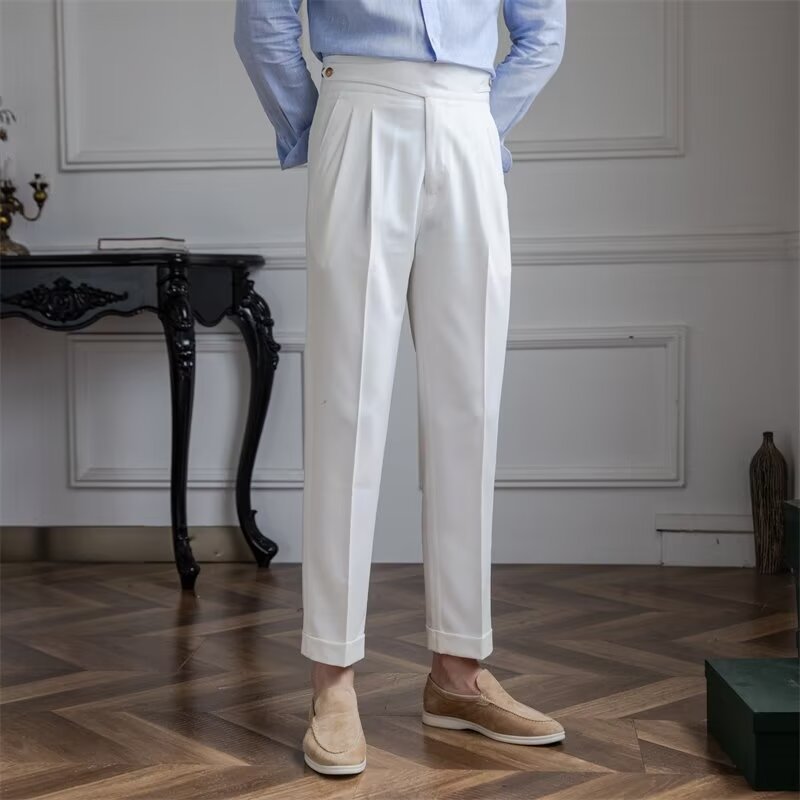 Men’s Straight Leg Casual Trousers High Waist Fit