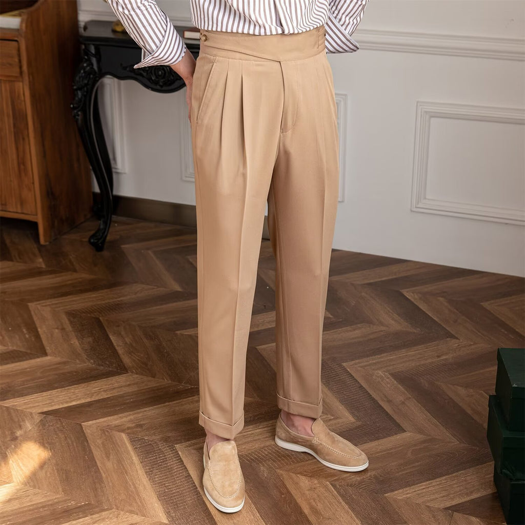 Men’s Straight Leg Casual Trousers High Waist Fit